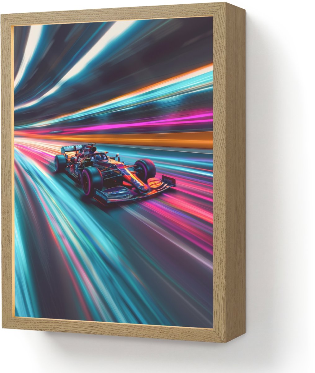 Nachtlampje 30x40 cm - Kinder lamp - Formule 1 - Auto - Race - Jongens - Kleurrijk - Tafel