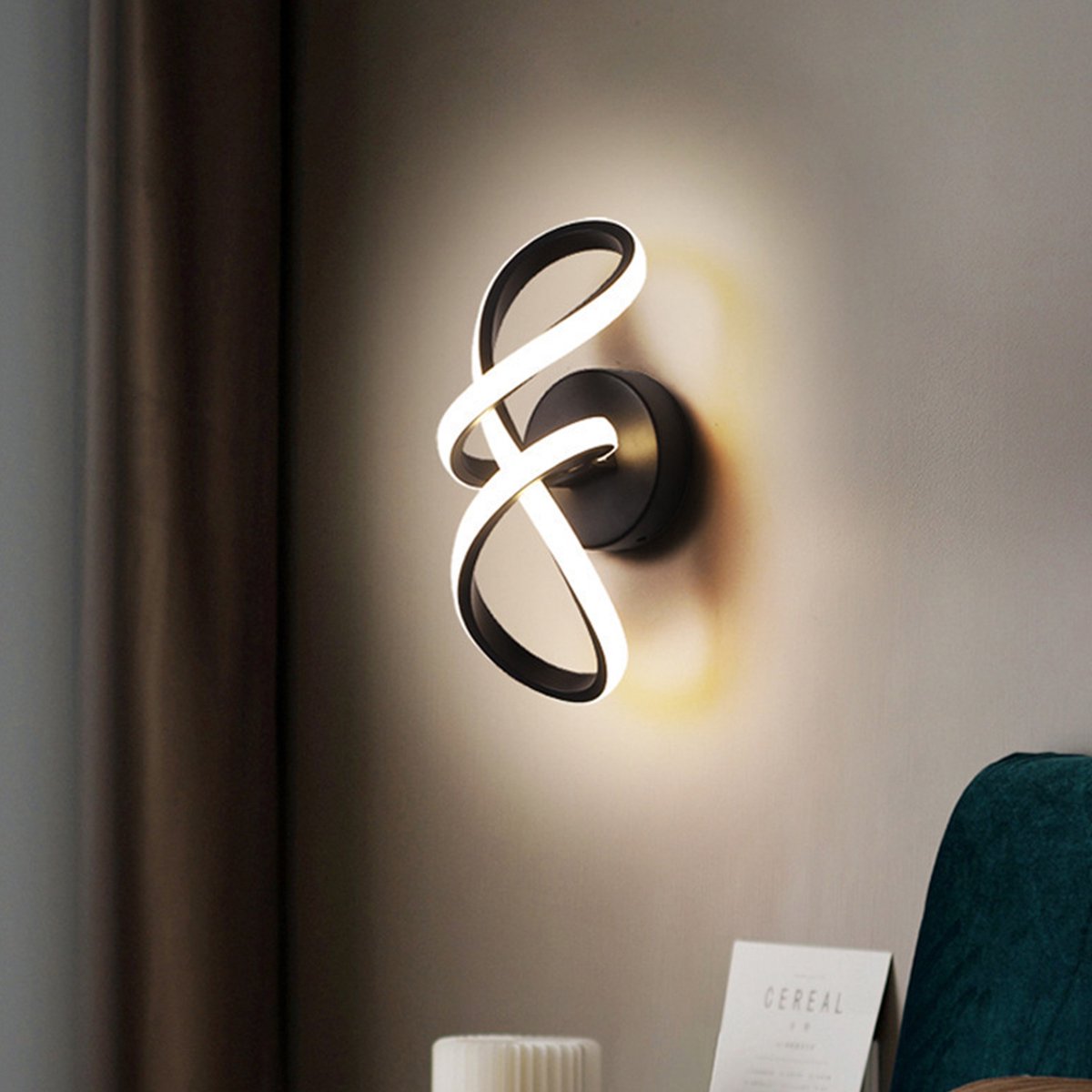 CHIWIN LED Wandlamp 18W - Moderne Buitenlamp met Afstandsbediening - Dimmbare Wandlamp voor Hal & Trap - 3 Kleurtemperaturen - Zwart