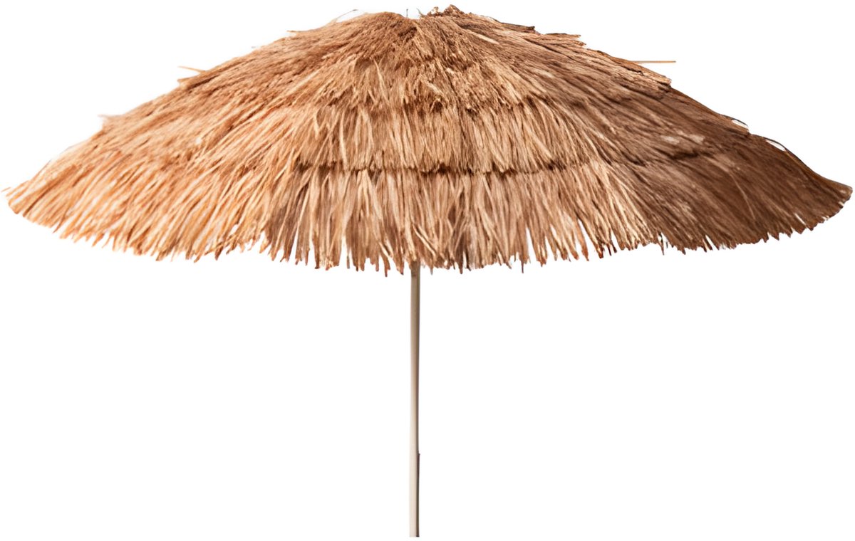 Pro Beach Strand / tuin Parasol Hawaii - D170 cm - lichtbruin - kantelbaar/opvouwbaar - verstelbaar - raffia stijl