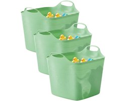 Excellent houseware flexibele kuip / emmer - 3x - groen - 25 l - kunststof - 40 x 35 cm - met handvatten