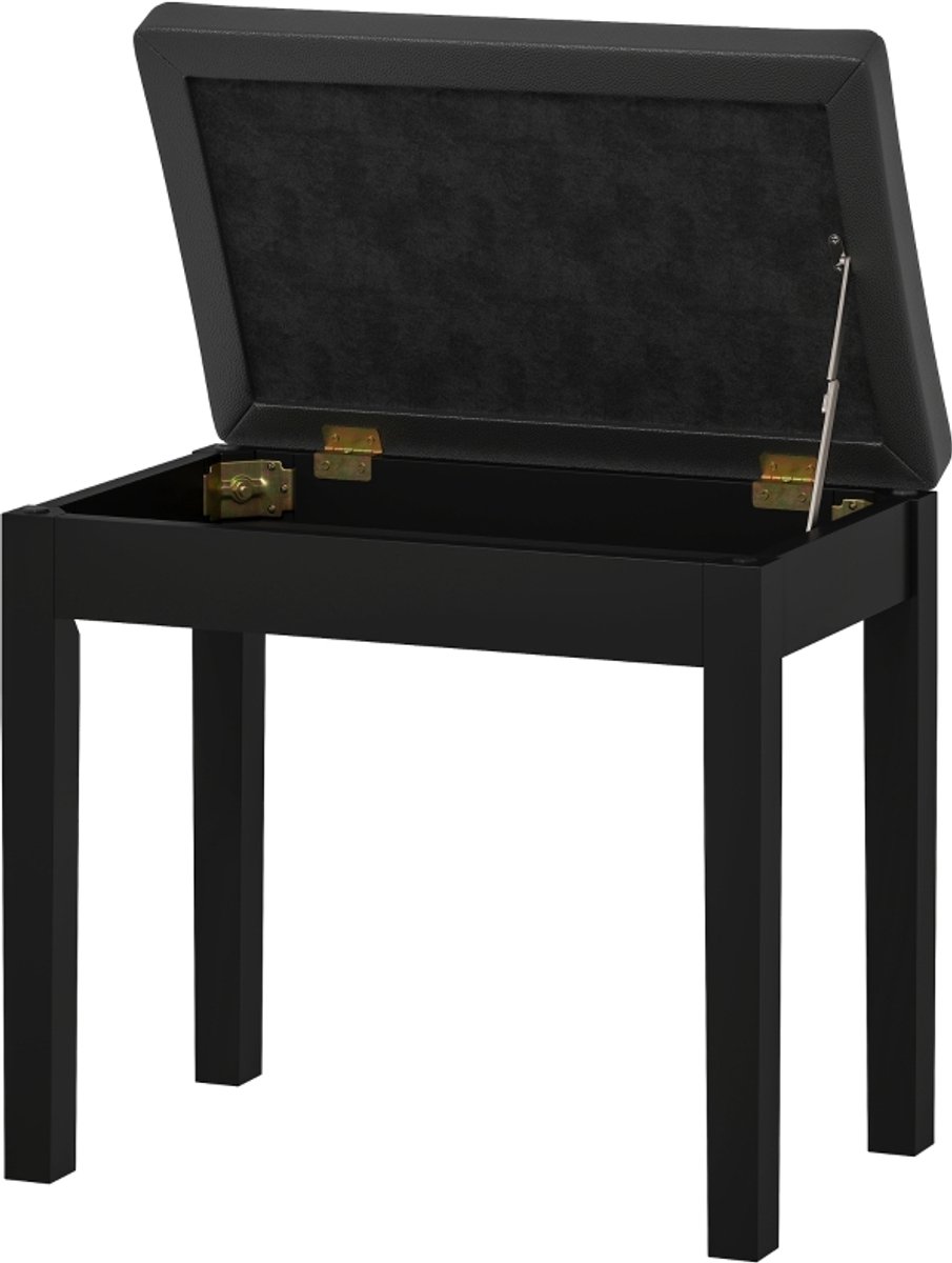 Wishdor Pianobank Met Opbergruimte - Gecapitonneerde Zitting - Klassiek Ontwerp - Voor Piano - Kunstleer - Zwart - 55 X 34 X 50 Cm