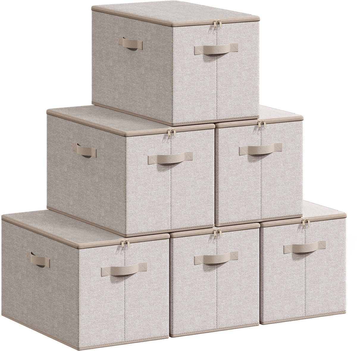 SONGMICS - Opbergbox - Opbergdoos - Met Deksel - Opvouwbare - Handgrepen - Set van 6 - Kledingopslag
