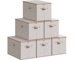 SONGMICS - Opbergbox - Opbergdoos - Met Deksel - Opvouwbare - Handgrepen - Set van 6 - Kledingopslag