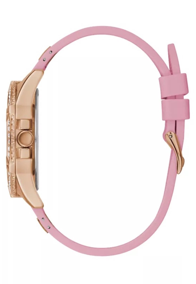 Guess Maribel Quartz Analoog Horloge Roze Behuizing: 100% Roestvrij Staal| Armband: Siliconen 38 mm U1482L1M, U1482L2M, U1483L4M