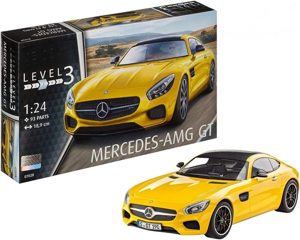 Zylo® Modelbouw Auto - Modelbouw Auto Bouwpakket - Modelbouwpakket - Mercedes Benz AMG GT Schaal - 36x21x8cm - Geel