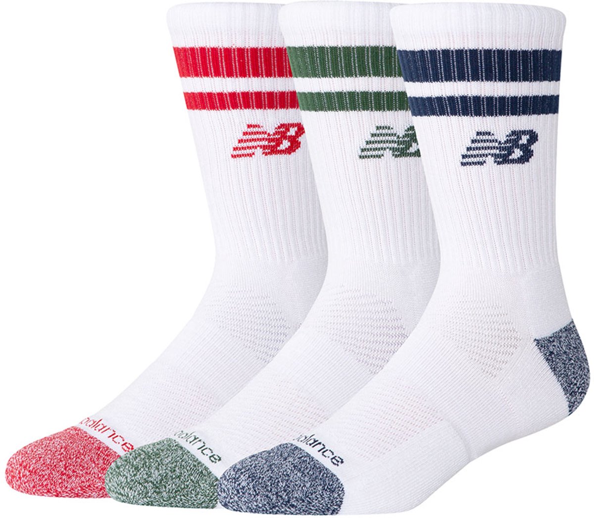 New Balance Active Premium Stripe Crew Sock Unisex Sportsokken - ASSORTED