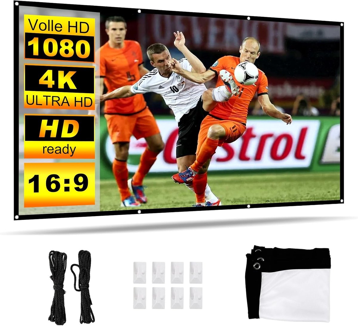 Projectiescherm - Opvouwbaar Scherm - Home Cinema - Kreukvrij Polyester - 120 inch 16:9 - Wit