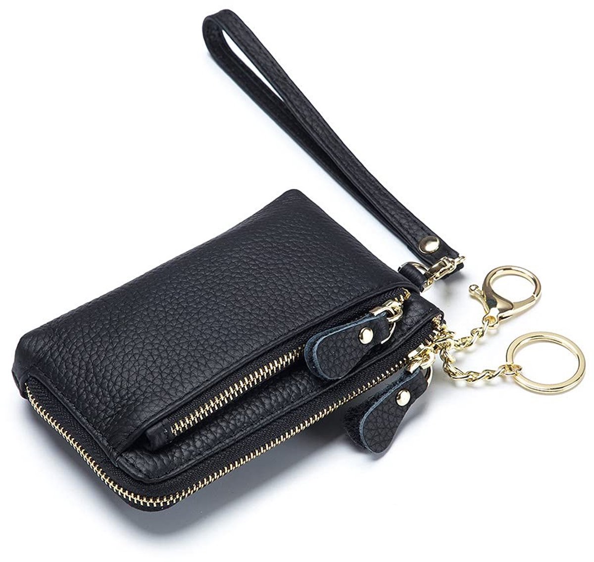 Allecto - Sleuteltas - Sleutelhanger - Vintage leren sleuteltas - Zwart - Sleutelhouder - Informatie sleuteltas - Geschikt voor mannen en vrouwen -...