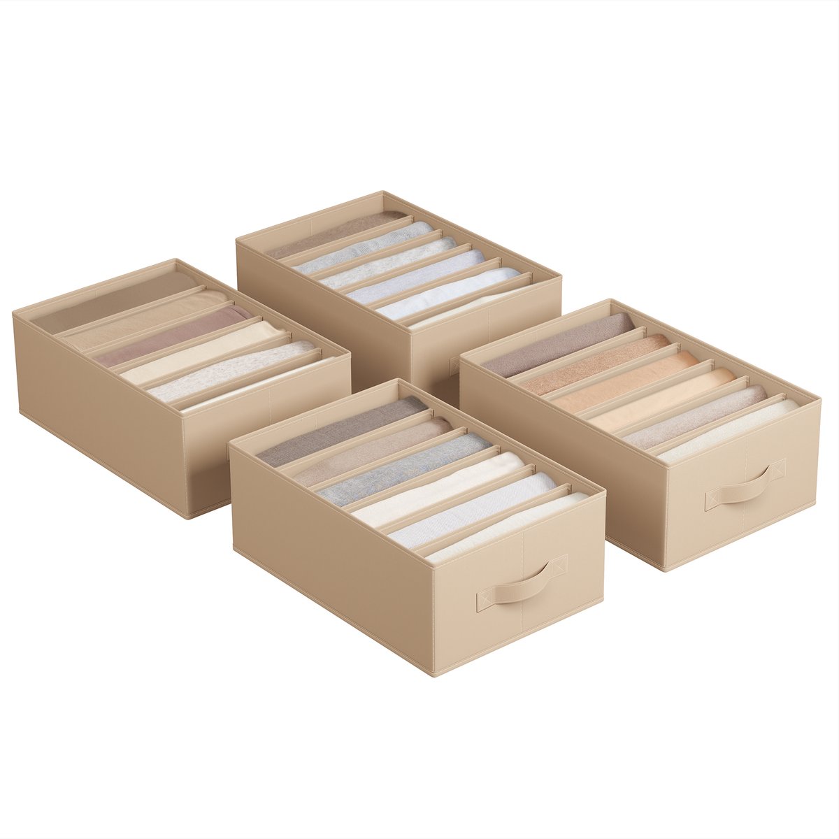 SONGMICS - Organizer - Ladekast Organizer - Set van 4 - Opbergdoos met 6 Vakken - Opvouwbaar