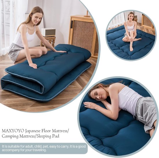 Vloermatras Futon - Japanse Mat - Slapen en Ontspannen - Opvouwbaar en Rolbaar - 190x90cm - Geel — afbeelding 5