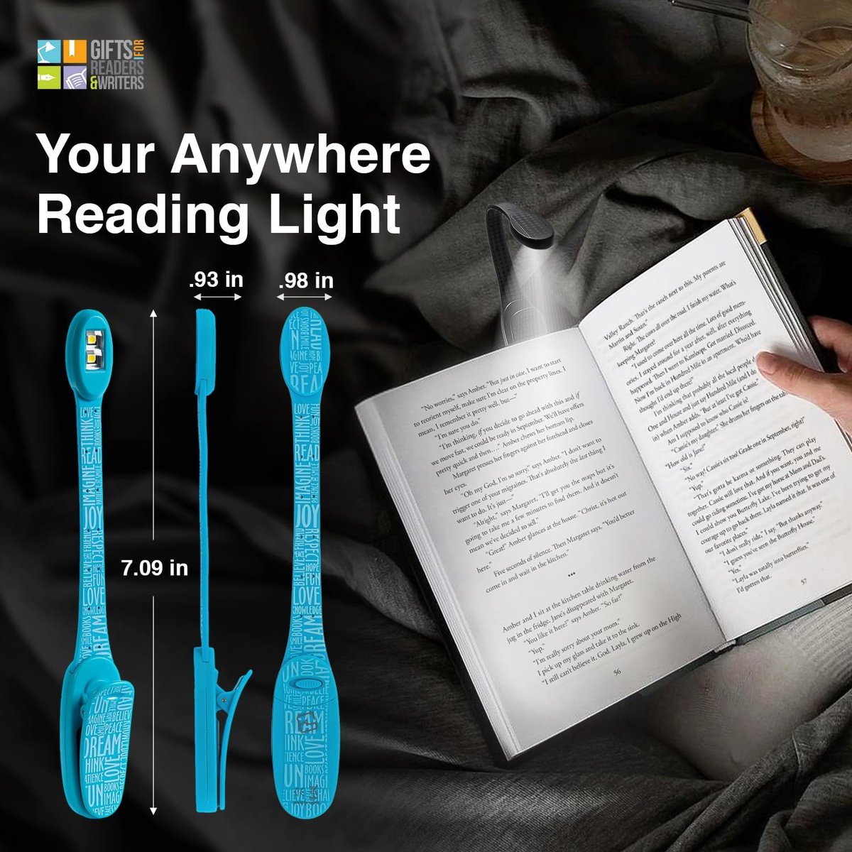 Leeslamp Klem - Boeklamp LED - Lezen in bed - Draagbaar ontwerp - Blauw — cadeau in Gadgets - foto 2