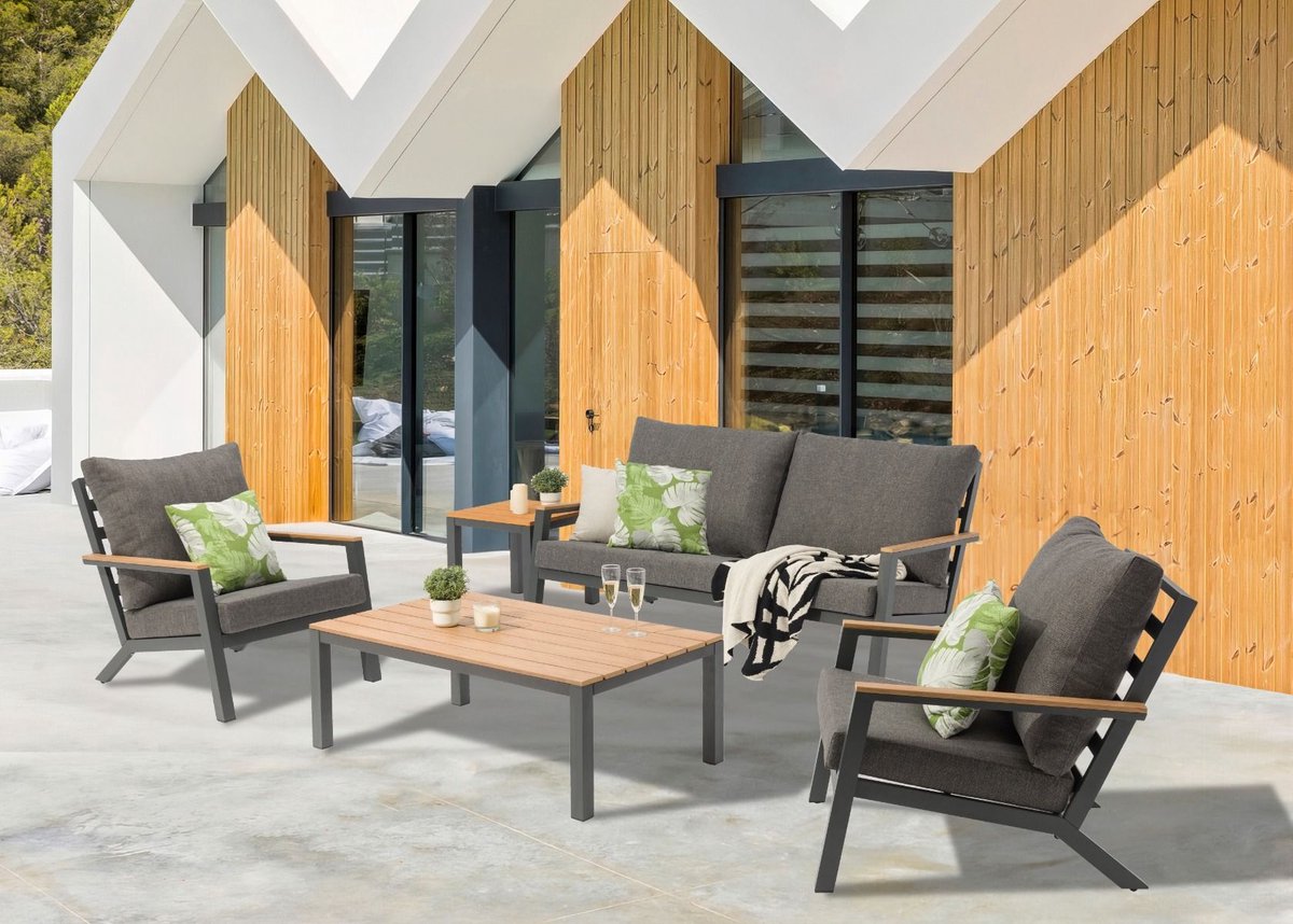Lesli Living Salon lounge Donnan - aluminium - gris