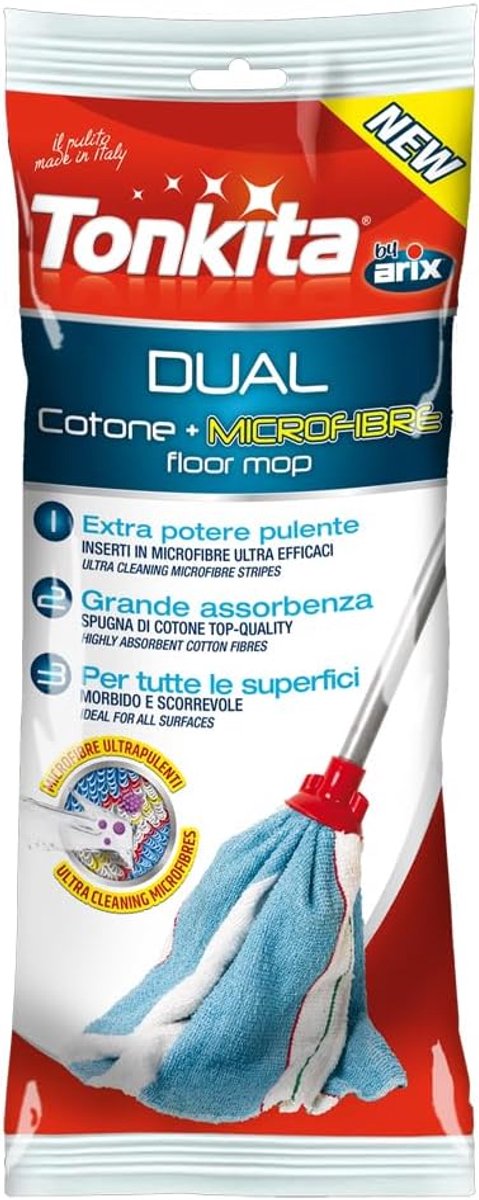 Vervangende Mop - Dweilkop - Schoonmaken Vloeren - Dubbele Reiniging - 10 x 32 x 6 cm