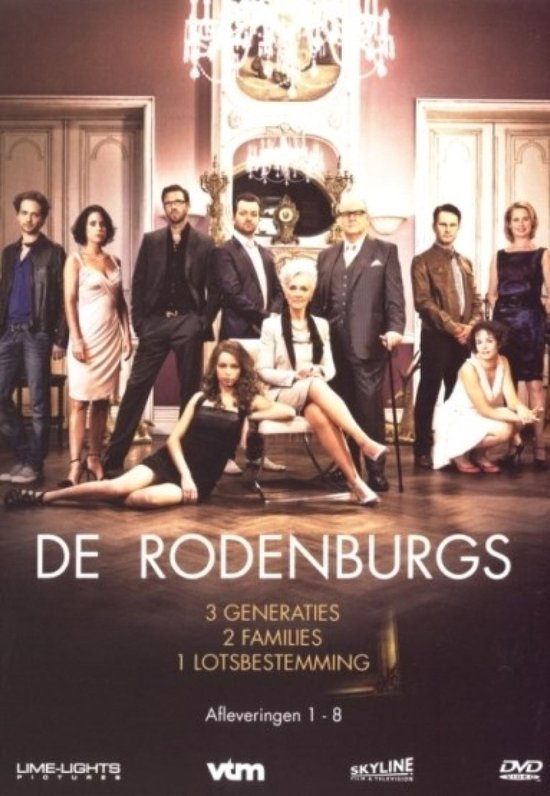 De Rodenburgs: 3 generaties, 2 families, 1 lotsbestemming. Afleveringen 1-8. Cast in formele kleding in een luxe interieur.
