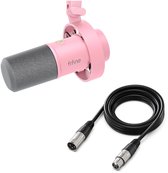 FIFINE K688 - Met XLR - USB / XLR - Microphone Dynamique - Streaming - Podcasting - Gaming - Convient pour PS4 / PS5 / PC - Rose