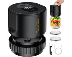 Elektrische vacuümsealer voor Mason Jars — Vacuümsealer - vacuum sealer - Vacumeermachine — Compatibel met potten met brede en normale opening — Inclusief 10 deksels — 2000 mAh — ABS — Zwart