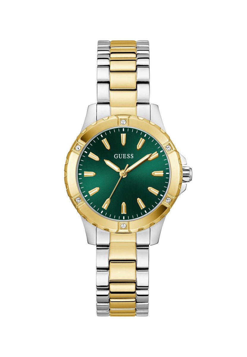 Guess Mist Quartz Analoog Horloge Tweekleurig Kast: 100% Gerecycleerd Kunststof | Armband: 100% Roestvrij Staal 35 mm GW0948L7, GW0948L8