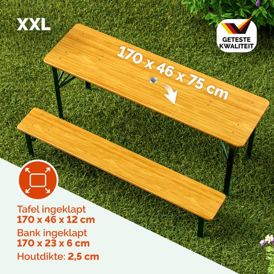 Casaria tuinset - 3 delig 8 personen inklapbaar - 170x46x75 cm
