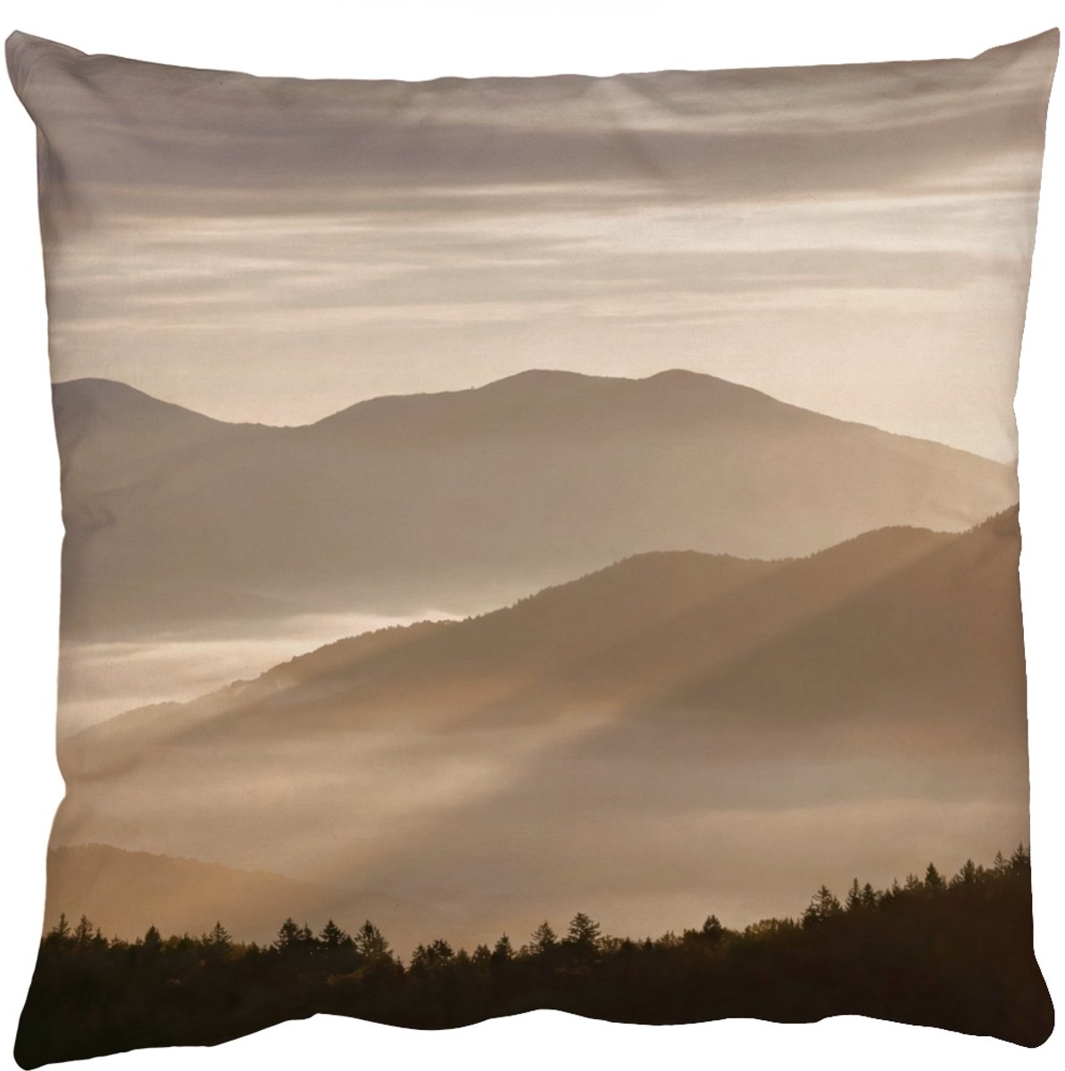 Sierkussens - Kussentjes Woonkamer - 45x45 cm - Bergen - Mist - Zonnestralen