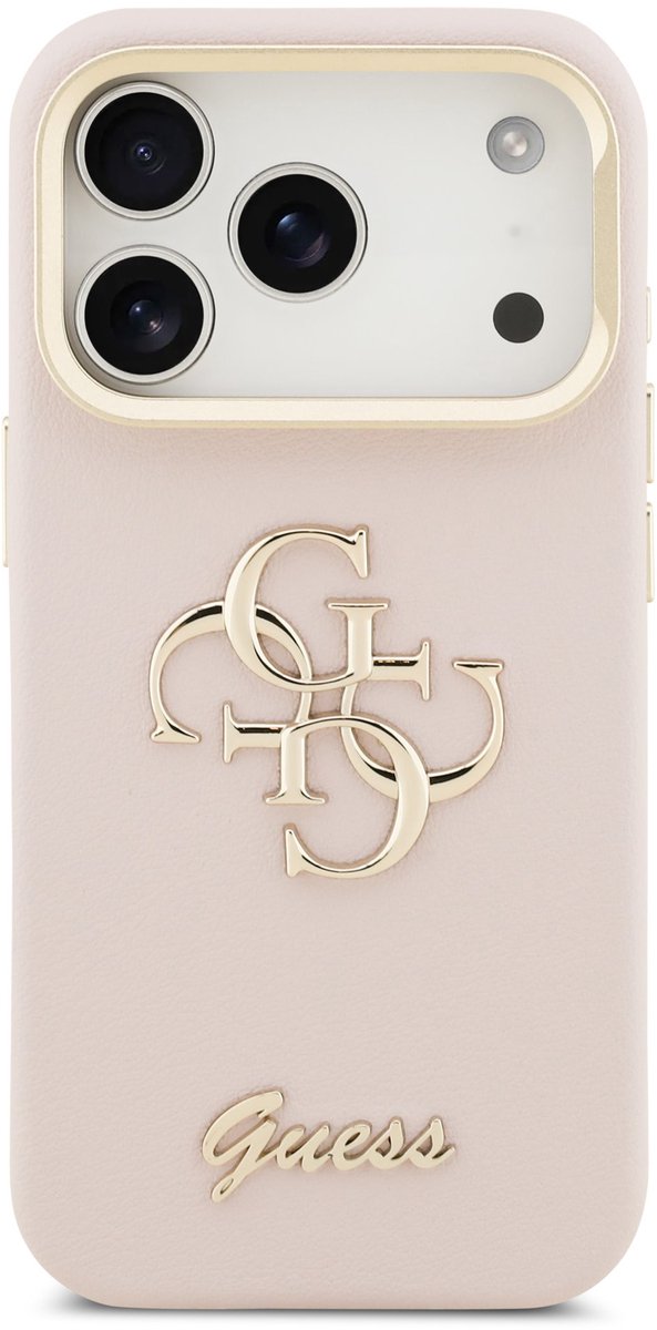 Guess 4G Logo met Camerastand functie geschikt voor iPhone 17 Pro hoesje - Roze
