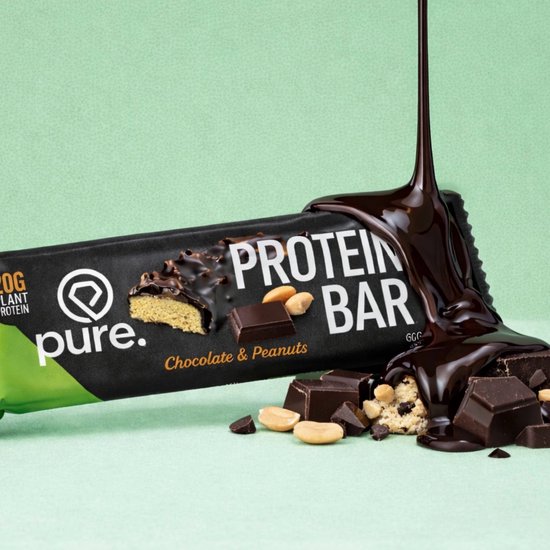 Pure. - Vegan Protein Bar - 20g eiwit - chocolade & pinda's - eiwitreep - eiwit snack - sport van Merkloos — afbeelding 3
