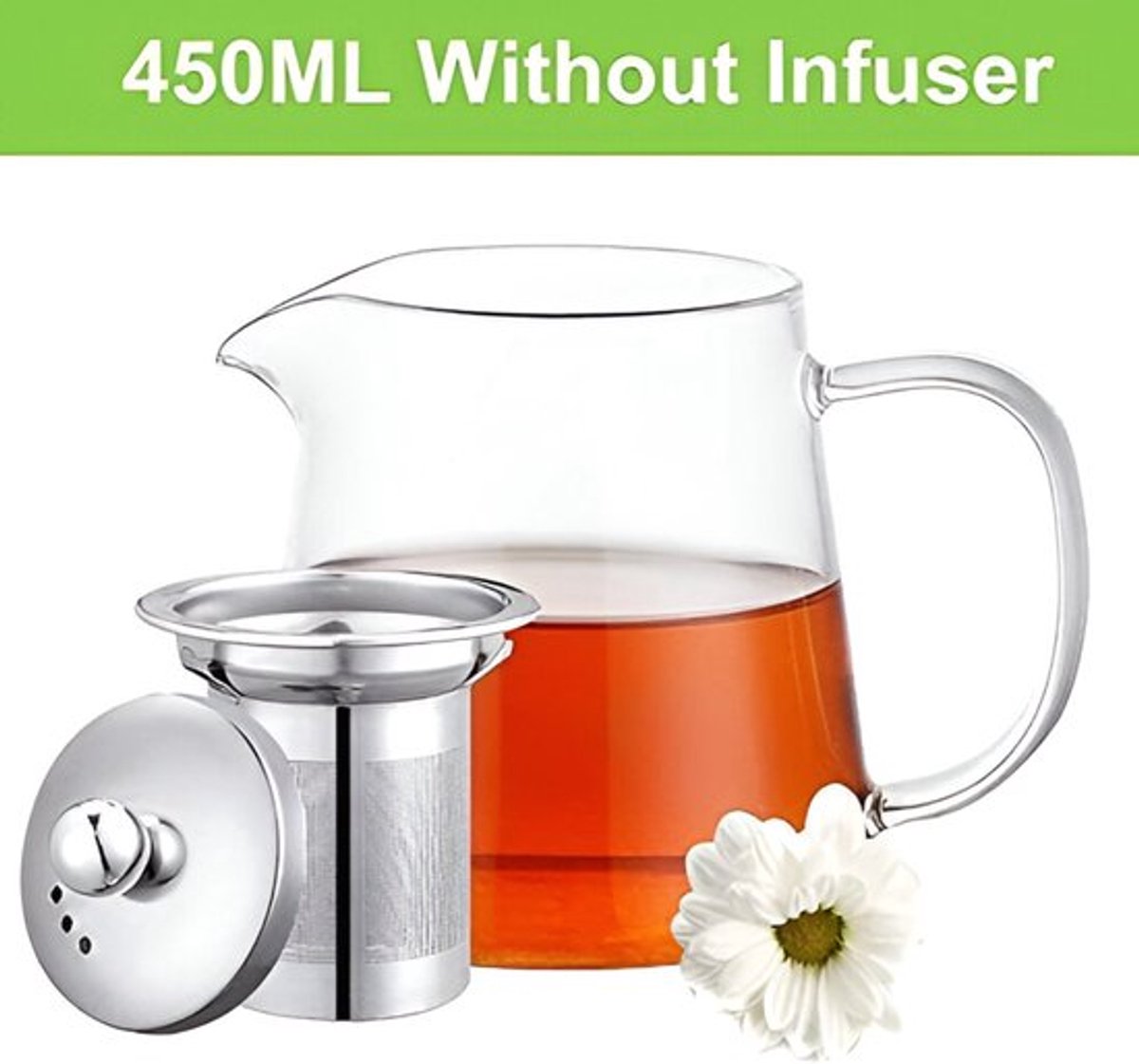Candala theepot glas theepot 350 ml afneembare roestvrijstalen zeef (