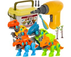 Kruzzel Dinosaurus Constructieset - Bouwplezier voor 3-7 jaar - 4-in-1 speelgoed