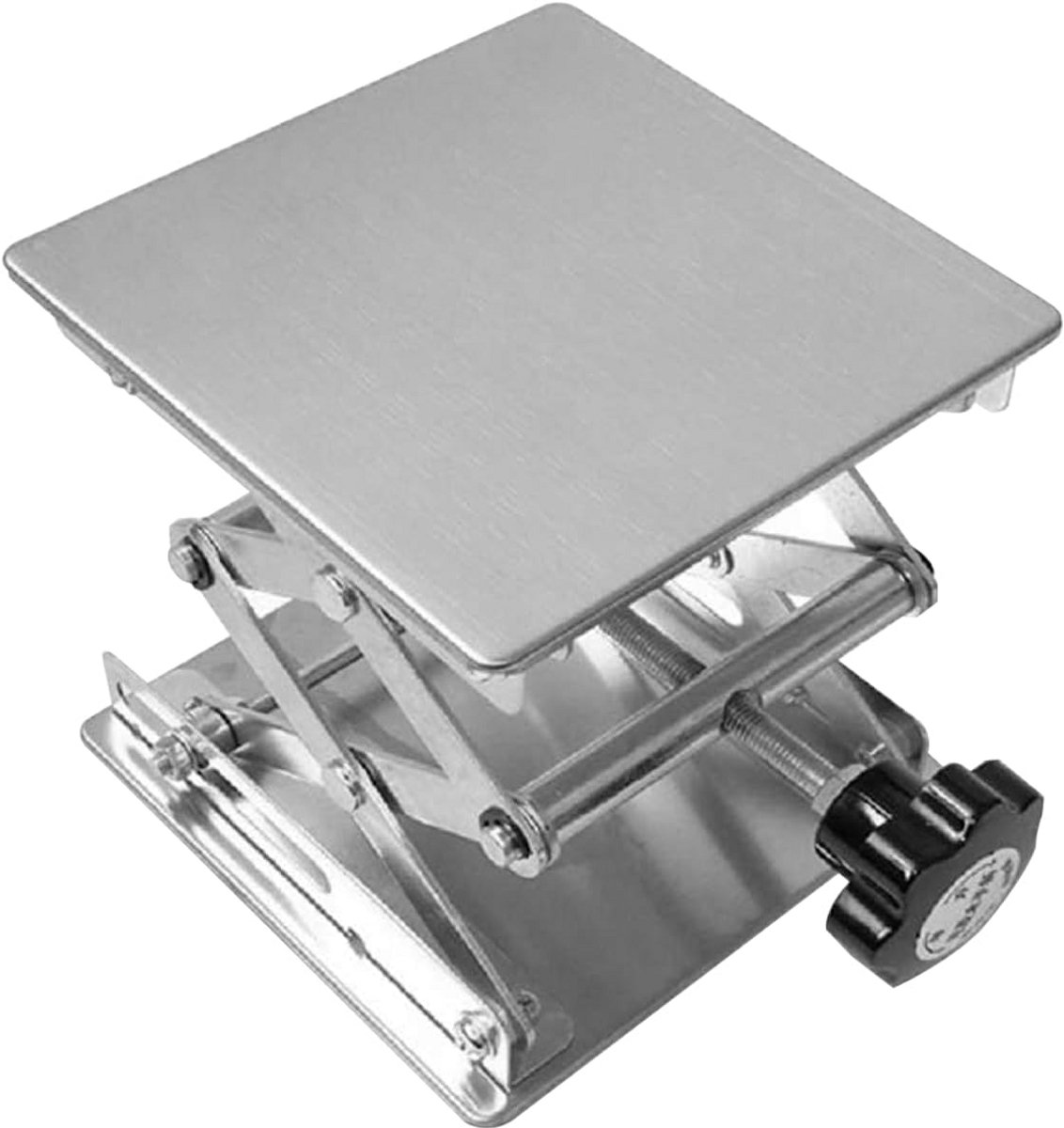 RVS Laboratorium Schroefkrik Platform 20x20 cm - Verstelbare Hefhoogte