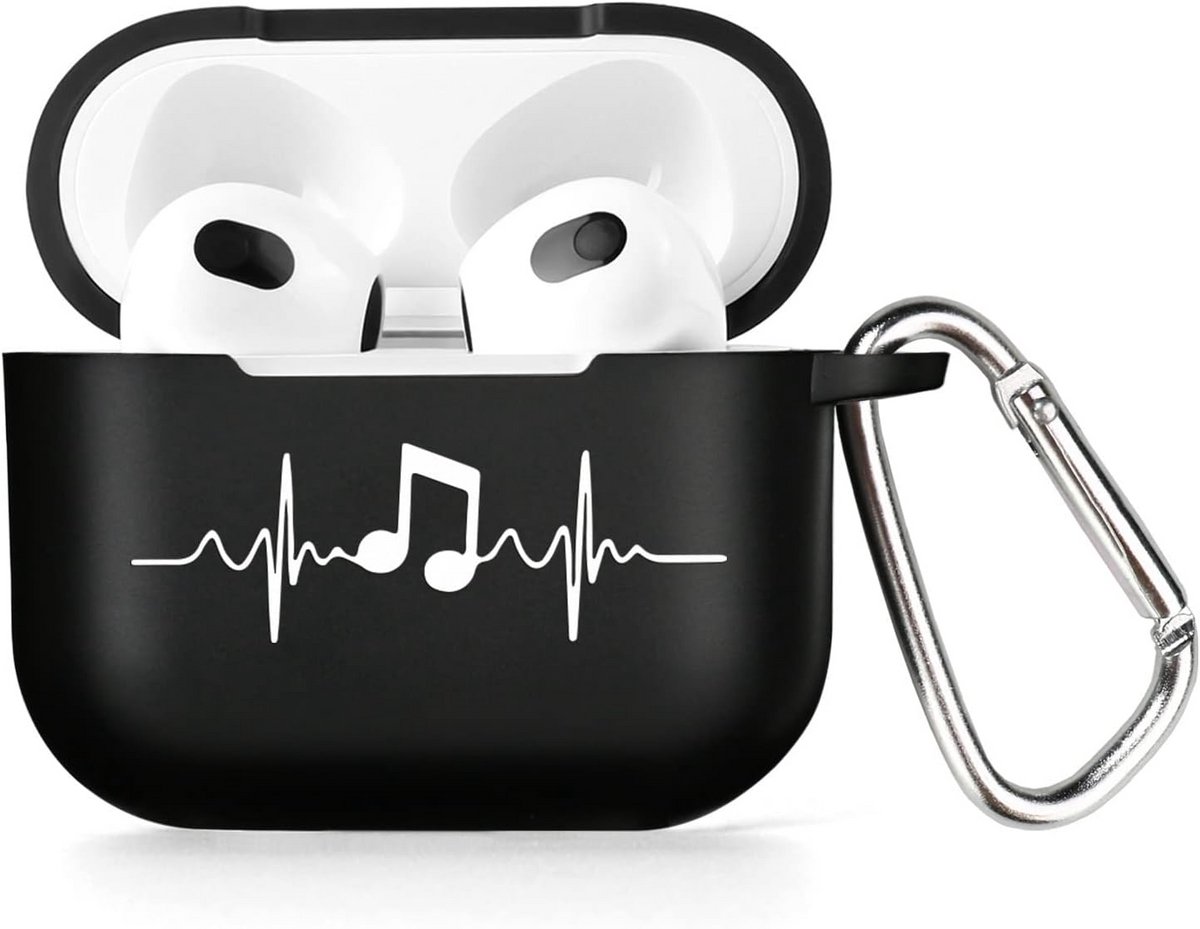 Beschermhoes voor AirPods Pro 3 (2025) met Karabijnhaak - Zwart TPU Hoesje