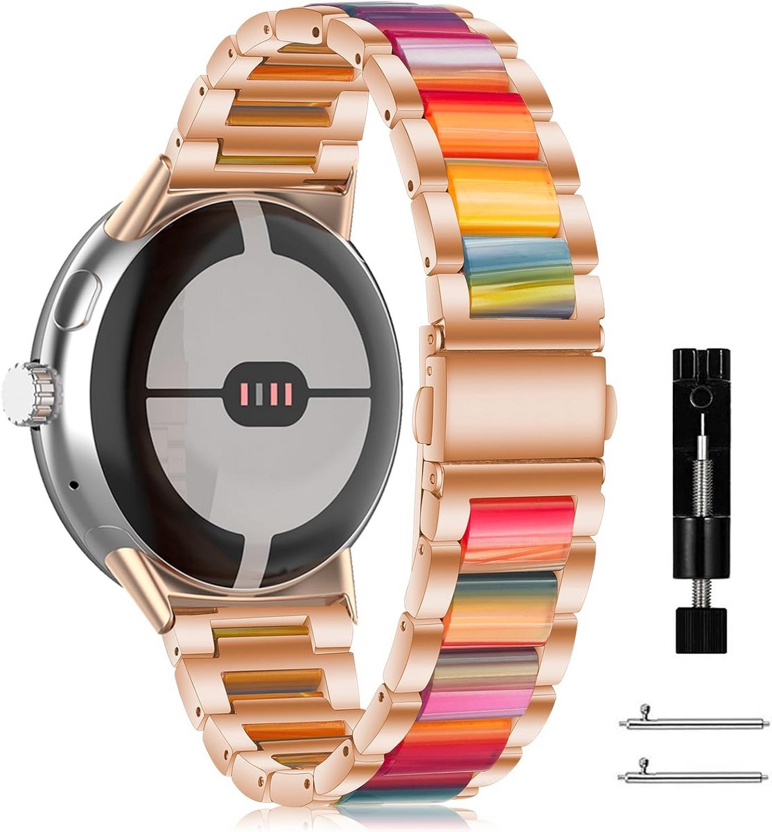 Luxe Hars en Roestvrij Stalen Horlogeband voor Google Pixel Watch 41mm Modellen
