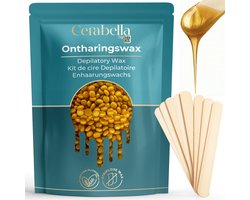 Hard Wax Beans 900g - Allergeenvrij - Wax Bonen - Wax Pearls - Wax Parels - Hot Wax - Ontharings Set - Volledige Lichaamswax - Incl. 20 Spatels - Cerabella®
