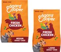 Twee zakken Edgard Cooper hondenvoer: 1x medium en 1x large voor grote honden, beide met verse kip.