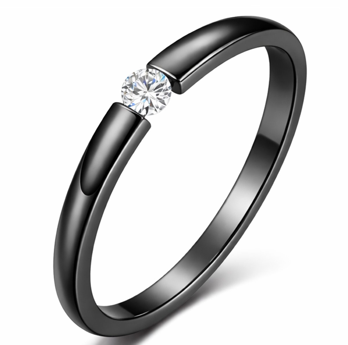 Cilla Jewels edelstaal ring Crystal Black-17mm