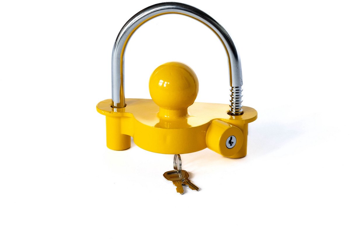 Volkstool® Universele Koppelingsslot - Aluminium - Anti-diefstal - Diameter van 50mm - Maximale Belasting van 1050 kg - Cilinderslot - Met 2 Sleutels - Geel