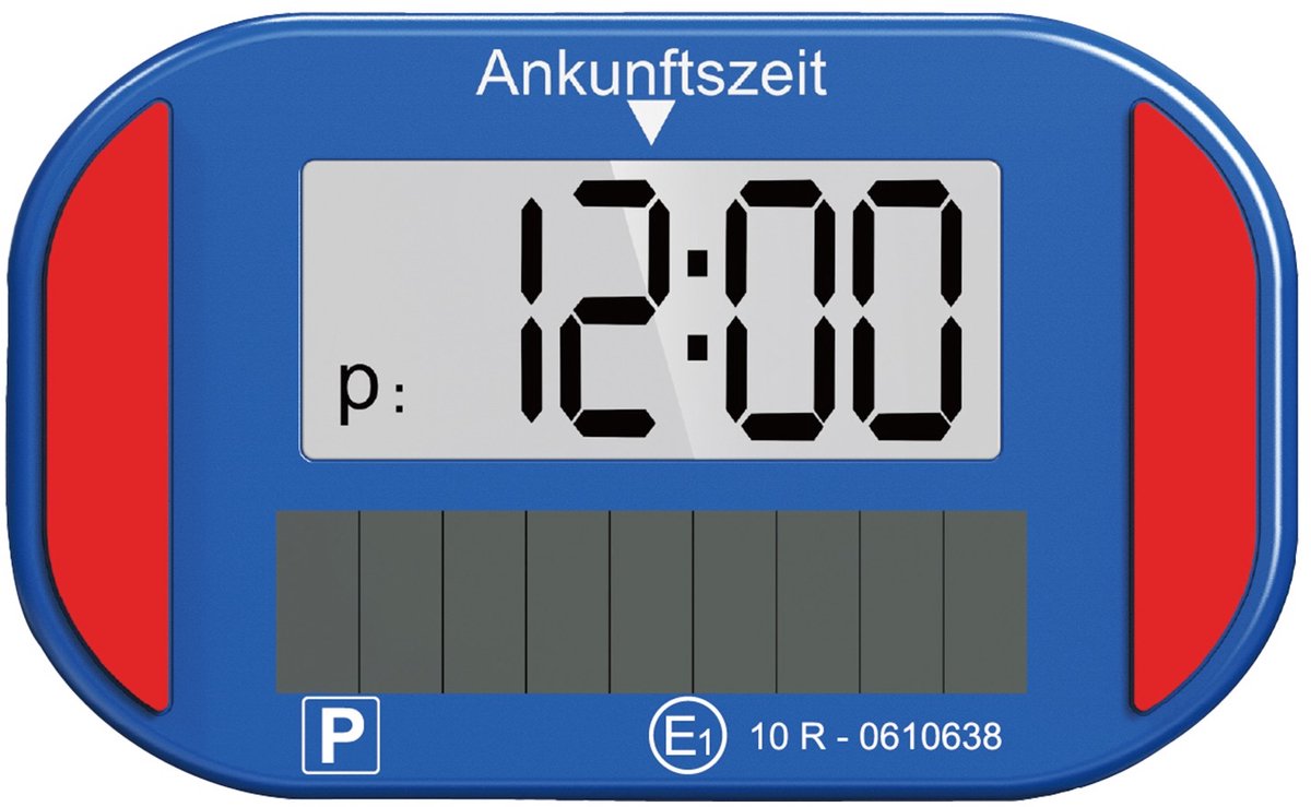 Volkstool® Elektronische Parkeerschijf - Voorkomen van Parkeerboetes - Werkt op Zonne-energie - Automatisch en Handmatig Instelling - Nachtmodus - Met E-keurmerk - Blauw