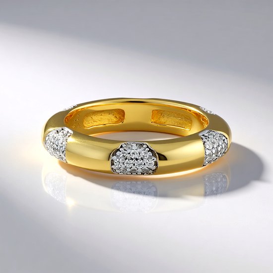 Cavill - Elegante Damesring 925 Sterling Zilver Verguld - 84 Cambodjaanse Ronde Zirkonen 0 529 ct - Luxe Sieraad Maat 16-20