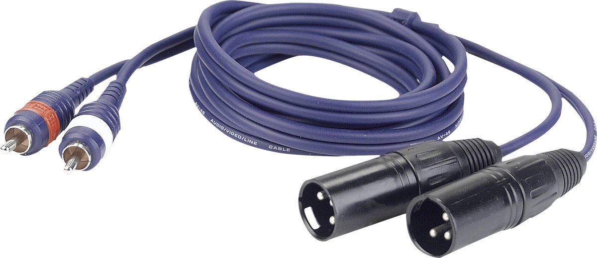 DAP Audio XLR naar RCA Kabel 1,5m - 2x XLR Male naar 2x RCA (Tulp) overgangskabel - 1,5m