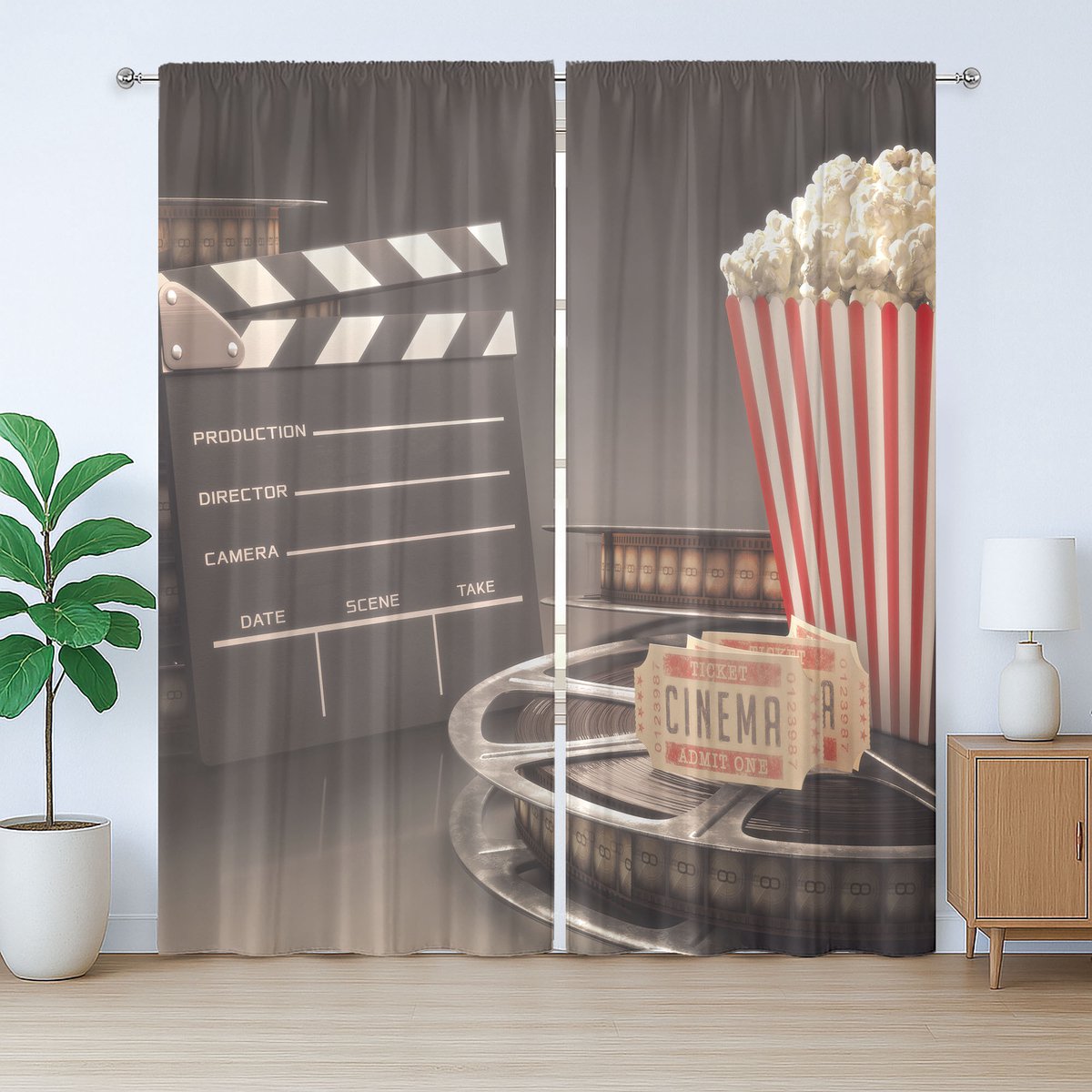 ABAKUHAUS Rustiek bioscoopgordijn, filmgordijn, met lussen en haken voor de woonkamer, 280 x 245 cm, grijsrood