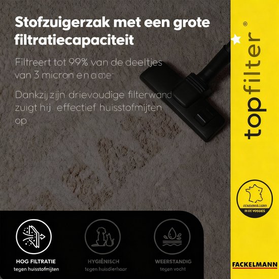 TopFilter 64329 Set van 4 stofzuigerzakken Hoover Freespace EVO, stofzuigerzak, stofzuigerzakje, stofzuigeraccessoire, Niet-geweven polypropyleen, Rubber, Karton, 30 x 26 cm