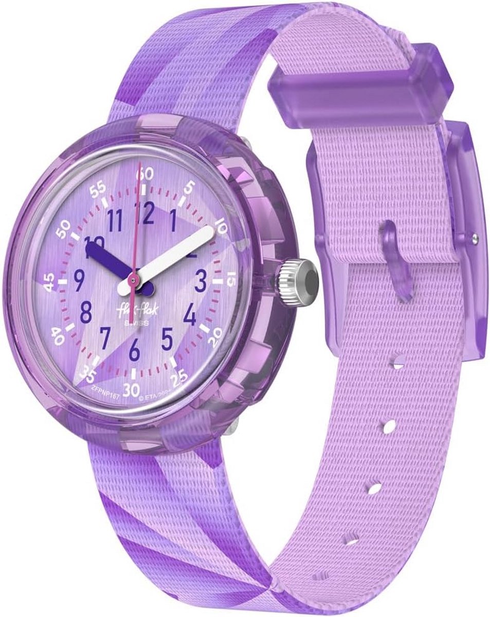 Kinderhorloge Paars met Prismadesign voor Jongens en Meisjes