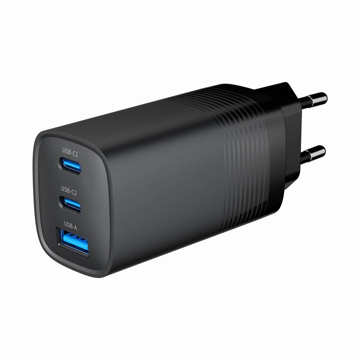 Gembird 3-Poorts 67W GaN USB PD Snellader - Zwart - Compacte Oplader met Meerdere Poorten