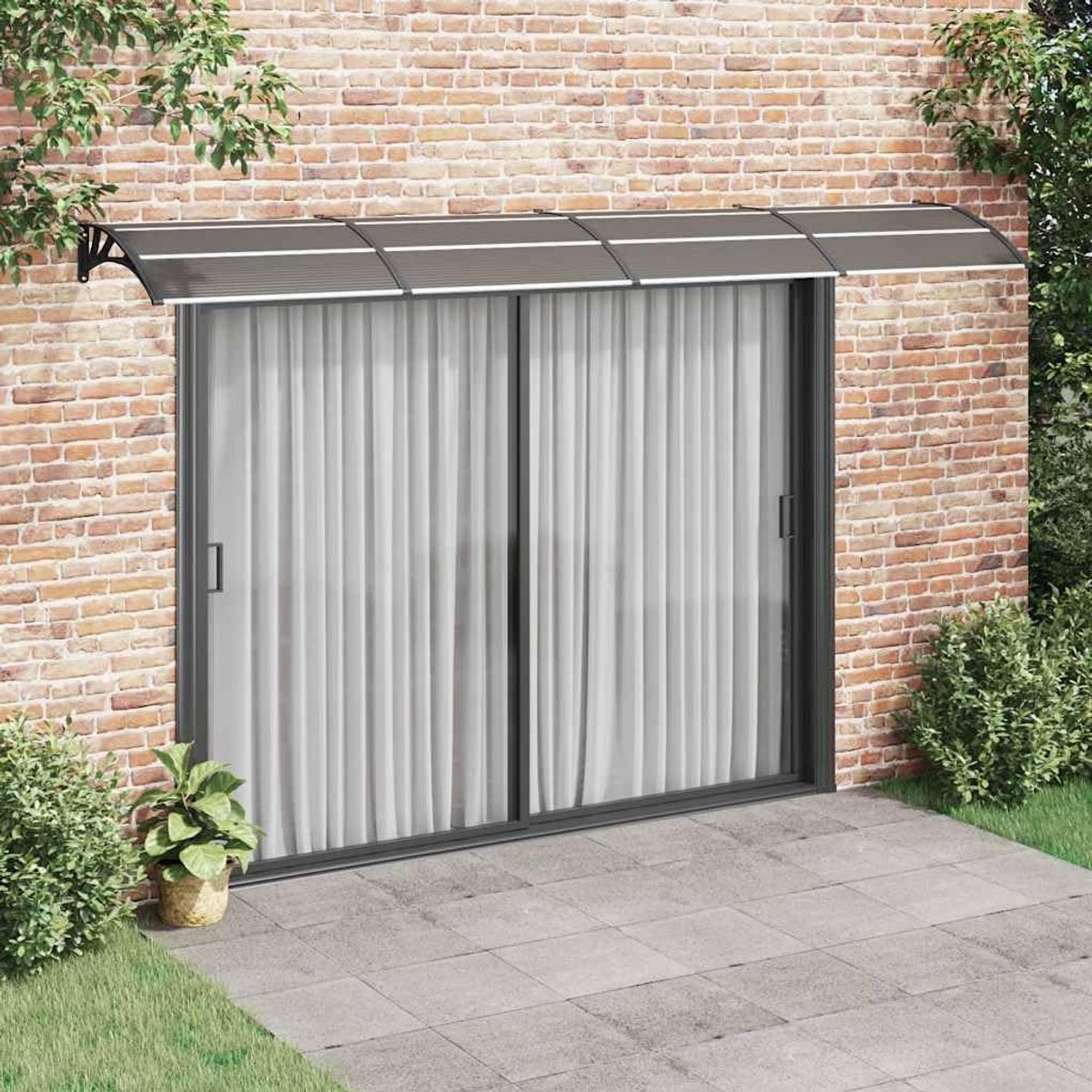 Zwarte Deurluifel Polycarbonaat XL 400x100 cm Weerbestendige Overkapping