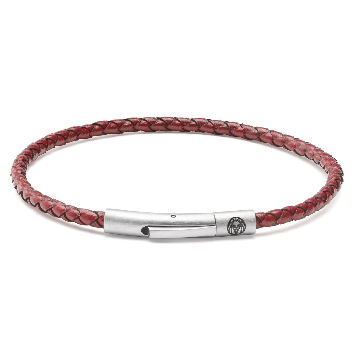 Collins | 3 mm Rode Geweven Leren Armband