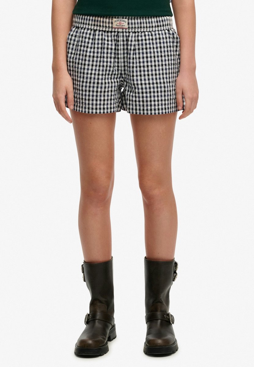 Superdry Gestreepte elastische short van biologisch katoen Dames Korte broeken Marineblauw
