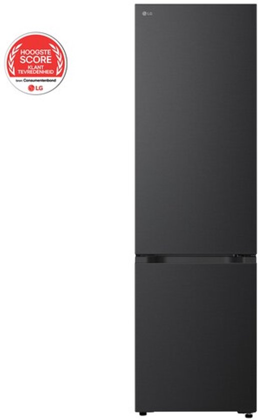 LG GBBS322CEV koel-vriescombinatie 465L zwart staal, energiezuinig, smart WiFi, Flat Door design