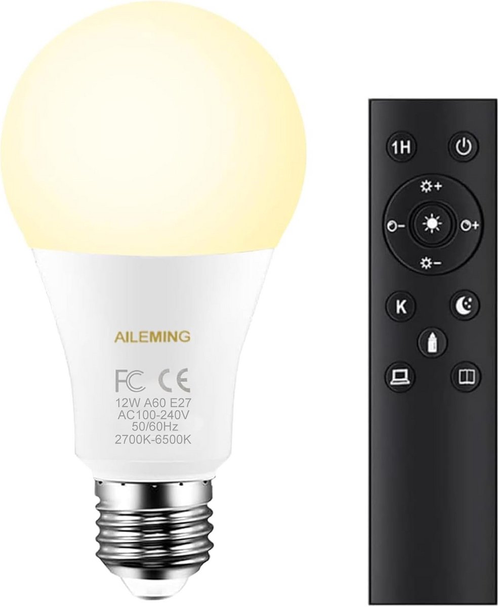 Dimbare E27 LED Gloeilamp 12W met Instelbare Kleurtemperatuur en Afstandsbediening