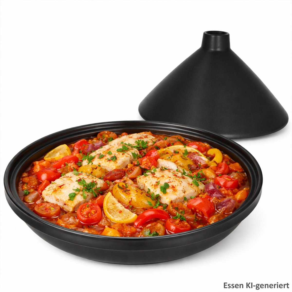 Tajine zwart mat met deksel van aardewerk - 24304309