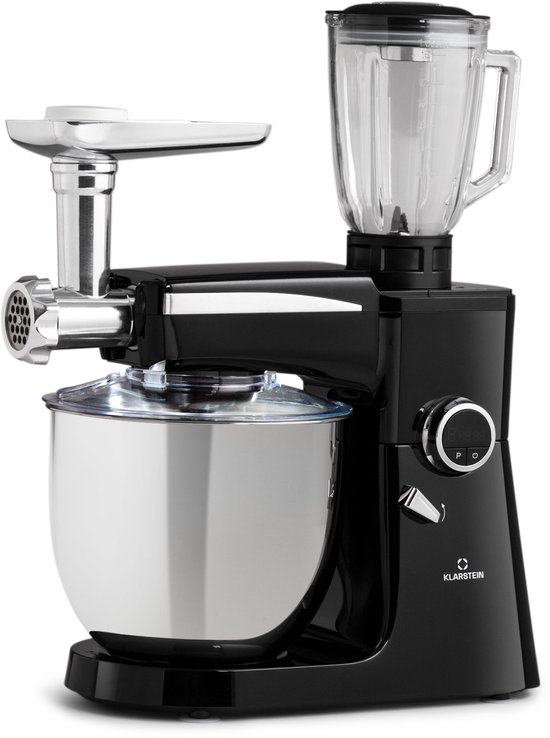 Klarstein Blender keukenmachine, keukenmachines, 3 in 1 keukenmachines, Rührgeräte & Mixer, Teigmaschine met Fleischwolf, keukenmachine , 2000 Watt Teigmaschine Knetmaschine 10L kom - voor Keuken - RVS - Standmixer - Smoothie Maker van Klarstein — afbeelding 3