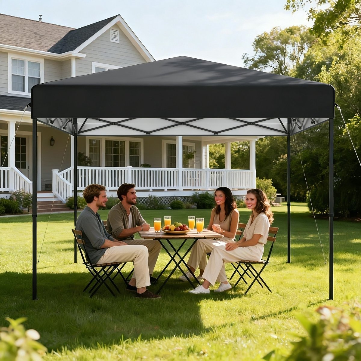Aufun Opvouwbare Pop-up Paviljoen 3x3m -Zonder Zijwanden- Waterdicht, Winterbestendig, UV-bescherming-Höhe Verstellbar 240-260cm- Antraciet