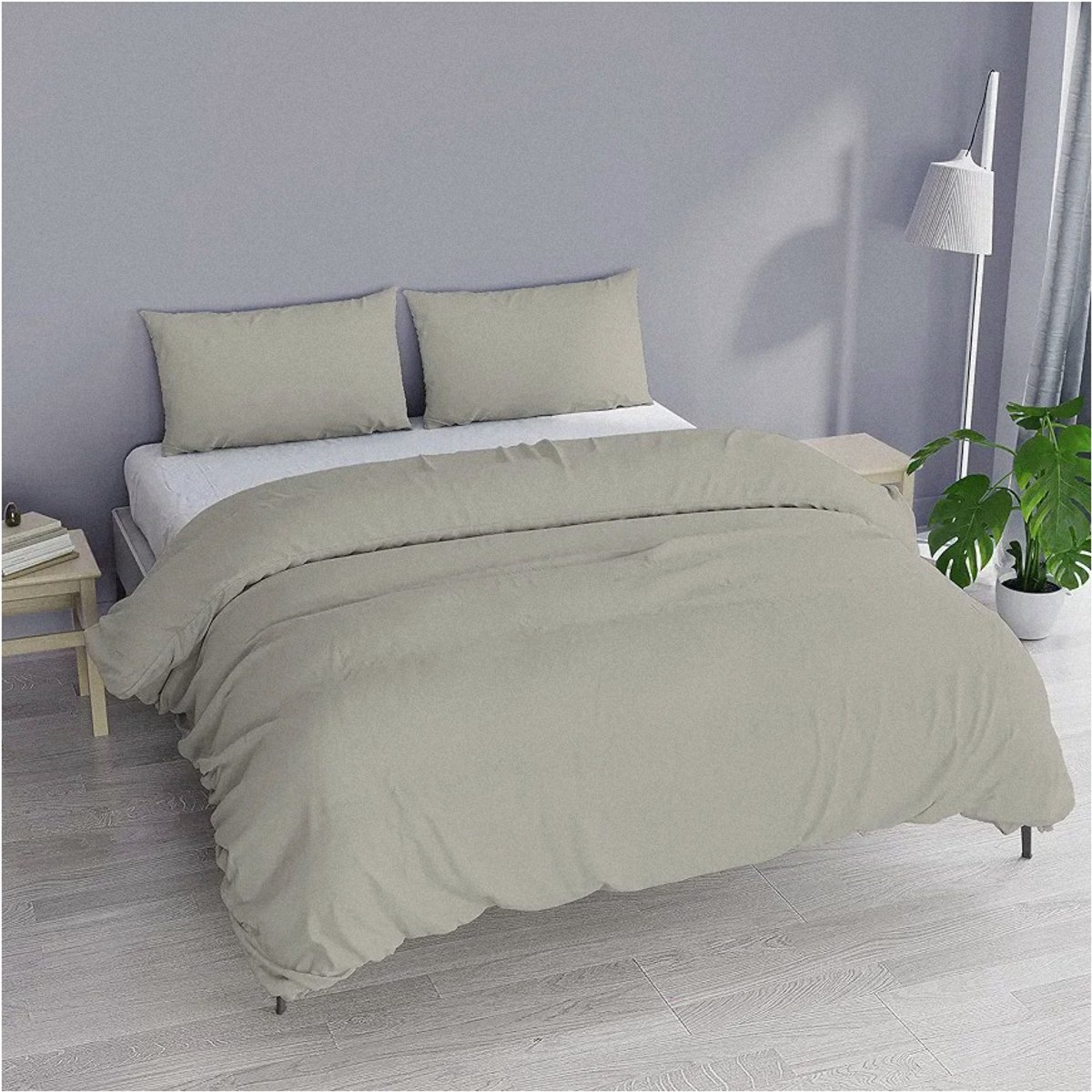 Elegante lichtgrijze beddengoedset - Microvezel - geschikt voor tweepersoonsbed